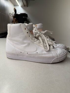 Nike White High-Top Leather Sneakers